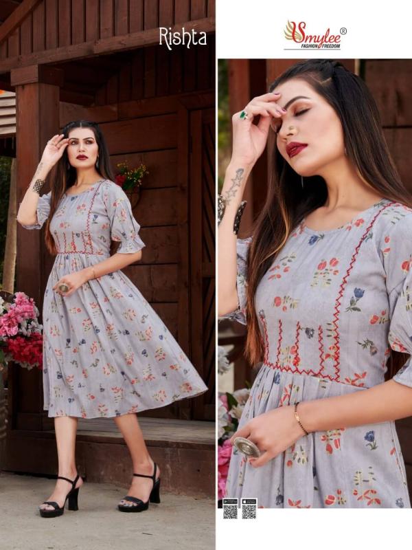 Smylee Rishta Rayon Foil Print Kurti